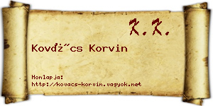 Kovács Korvin névjegykártya